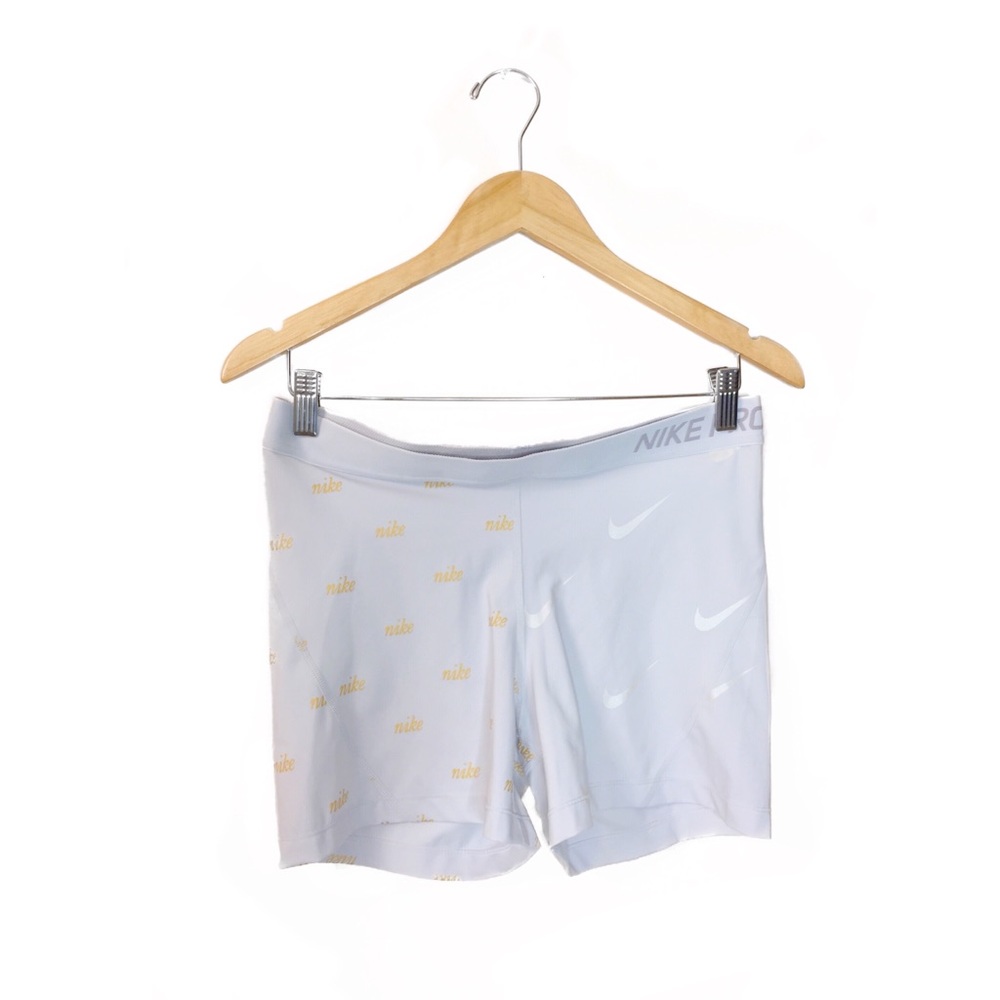 Nike Pro Women’s White and Gold Athletic Shorts XL